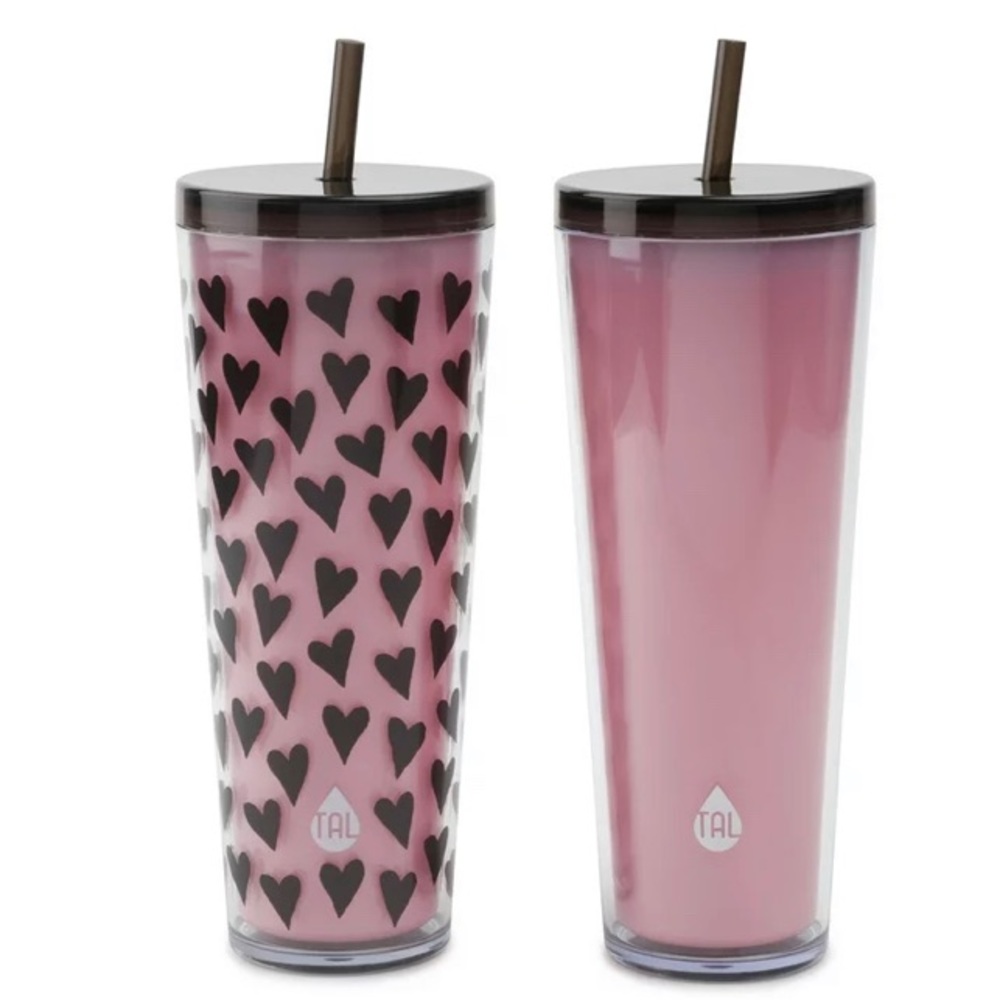 TAL Double Walled Color Changing Tumblers 2 Pack in Black Hearts